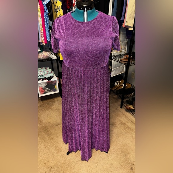 Dresses & Skirts - Shein Sparkly Purple Pleated Dress Size 22